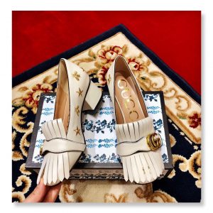 Gucci Embroidered leather mid-heel pump - Image 6