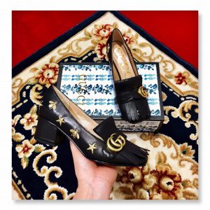 Gucci Embroidered leather mid-heel pump - Image 7