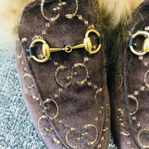 Gucci Princetown Velvet Slippers - Image 4