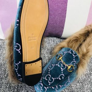 Gucci Princetown Velvet Slippers - Image 4
