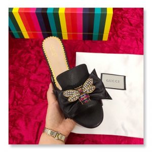 Gucci Leather Slider with Bow - Image 7