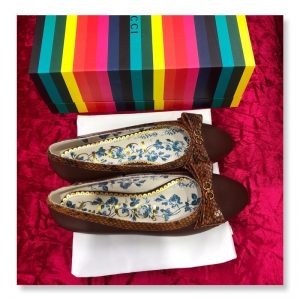 Gucci Leather Ballet Flat with Snakeskin Bow - Image 8