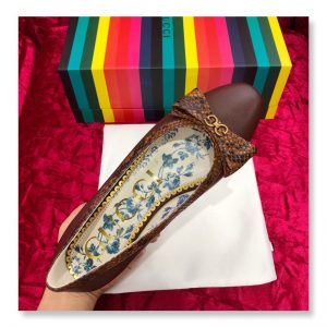 Gucci Leather Ballet Flat with Snakeskin Bow - Image 7