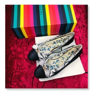 Gucci Leather Ballet Flat with Snakeskin Bow - Image 8
