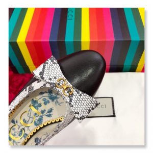Gucci Leather Ballet Flat with Snakeskin Bow - Image 3