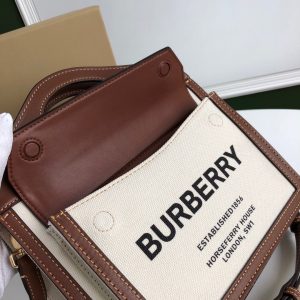 Burberry Two-tone Canvas and Leather Pocket Bag - Image 7