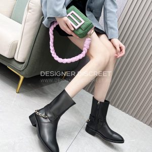 CHANEL LEATHER ANKLE MOTO BOOTS BLACK CHA809691 - Image 9