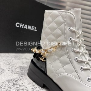 CHANEL SHORT BIKER BOOTS BLACK AND WHITE 1082715 - Image 3