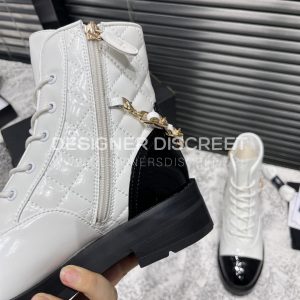 CHANEL SHORT BIKER BOOTS BLACK AND WHITE 1082715 - Image 5