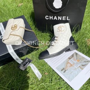 CHANEL PURE LOVE VELCRO ANKLE BOOTS WHITE AND BLACK G39391 - Image 3