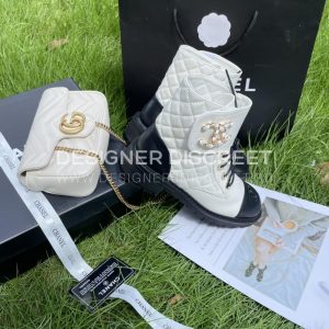 CHANEL PURE LOVE VELCRO ANKLE BOOTS WHITE AND BLACK G39391 - Image 8