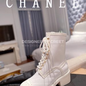 CHANEL LACE-UPS WHITE G39394 - Image 4