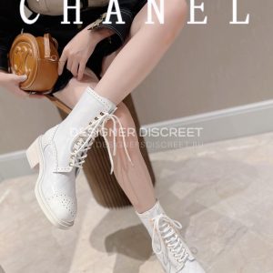 CHANEL LACE-UPS WHITE G39394 - Image 7
