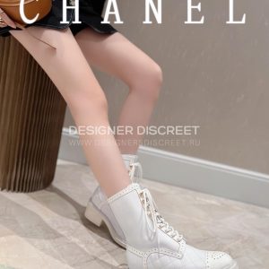 CHANEL LACE-UPS WHITE G39394 - Image 8