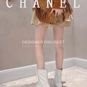 CHANEL LACE-UPS WHITE G39394 - Image 6