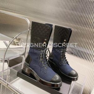 CHANEL LACE-UPS BLUE G37956 - Image 3
