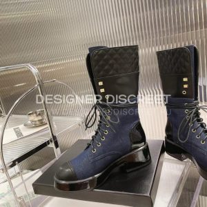 CHANEL LACE-UPS BLUE G37956 - Image 4