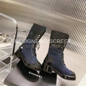 CHANEL LACE-UPS BLUE G37956 - Image 6
