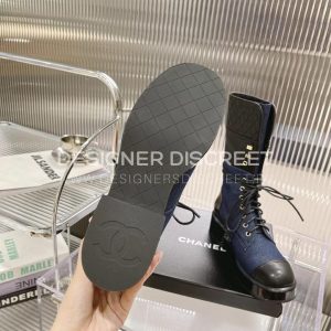 CHANEL LACE-UPS BLUE G37956 - Image 7