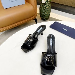 PRADA PLEXIGLAS & PATENT LEATHER SANDALS BLACK 1XX644 - Image 3