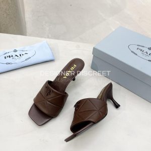 PRADA QUILTED NAPPA LEATHER HEELED SANDALS DARK BROWN 1XX583 - Image 3