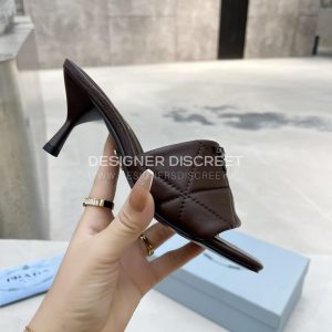 PRADA QUILTED NAPPA LEATHER HEELED SANDALS DARK BROWN 1XX583 - Image 5