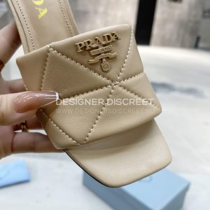 PRADA QUILTED NAPPA LEATHER HEELED SANDALS DESERT BEIGE 1XX583 - Image 6