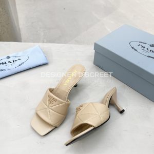 PRADA QUILTED NAPPA LEATHER HEELED SANDALS DESERT BEIGE 1XX583 - Image 7