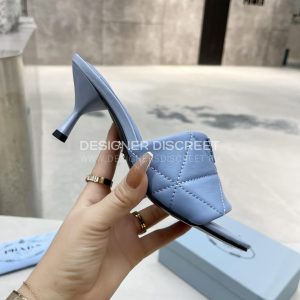 PRADA QUILTED NAPPA LEATHER HEELED SANDALS LIGHT BLUE 1XX583 - Image 5