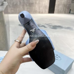 PRADA QUILTED NAPPA LEATHER HEELED SANDALS LIGHT BLUE 1XX583 - Image 7