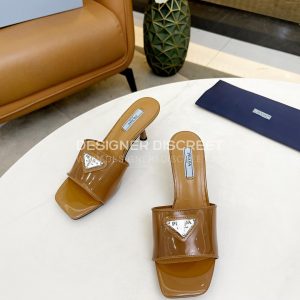 PRADA PLEXIGLAS AND PATENT LEATHER SANDALS BROWN 1XX644 - Image 5