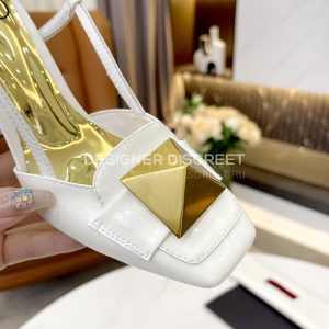 VALENTINO ONE STUD LEATHER SLINGBACK PUMPS WHITE 1W2S0ER2LAFGF9 - Image 3