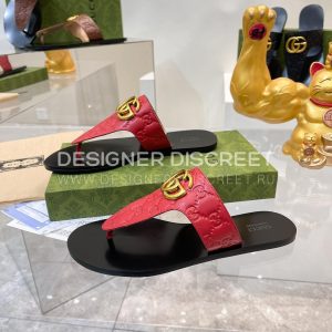 GUCCI INTERLOCKING G THONG SANDAL RED 739048 - Image 7