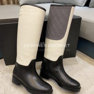 CHANEL HIGH BOOTS BLACK AND WHITE G39930 - Image 5