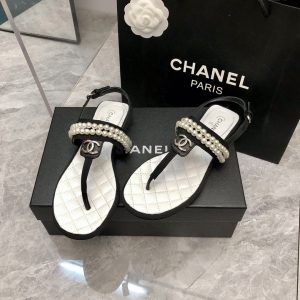 CHANEL THONG SANDALS BLACK C90182 - Image 6