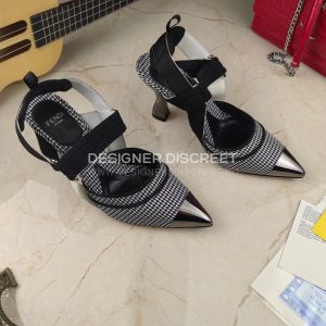 FENDI COLIBRI SLINGBACK PUMPS BLACK AND WHITE 8J8411AN - Image 4