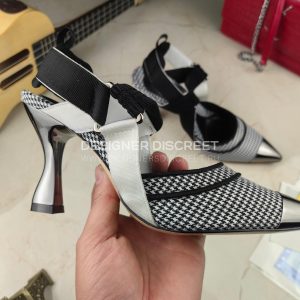 FENDI COLIBRI SLINGBACK PUMPS BLACK AND WHITE 8J8411AN - Image 6