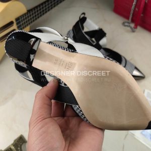 FENDI COLIBRI SLINGBACK PUMPS BLACK AND WHITE 8J8411AN - Image 7