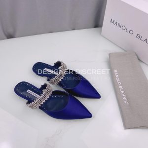 MANOLO BLAHNIK LUTARAFLAT DARK BLUE 421-1156-0009 - Image 4