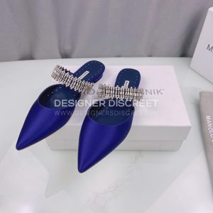 MANOLO BLAHNIK LUTARAFLAT DARK BLUE 421-1156-0009 - Image 7