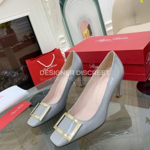 ROGER VIVIER TROMPETTE METAL BUCKLE PUMPS GREY RVW40015 - Image 3