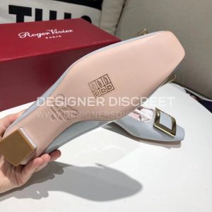 ROGER VIVIER TROMPETTE METAL BUCKLE PUMPS GREY RVW40015 - Image 5