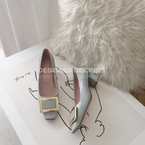 ROGER VIVIER TROMPETTE METAL BUCKLE PUMPS GREY RVW40015 - Image 7