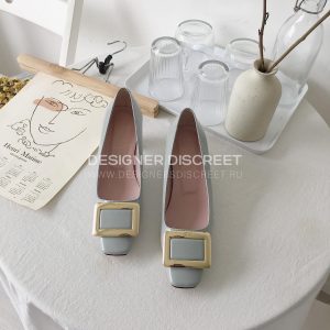 ROGER VIVIER TROMPETTE METAL BUCKLE PUMPS GREY RVW40015 - Image 8