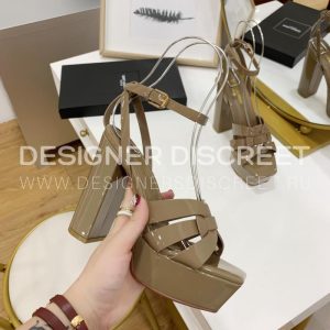 YVES SAINT LAURENT TRIBUTE PLATFORM SANDALS KHAKI 315487AAA - Image 4